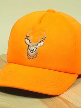 Vintage 80s Winchester Hat Cap Mens Orange Snapback Foam Deer Hunting